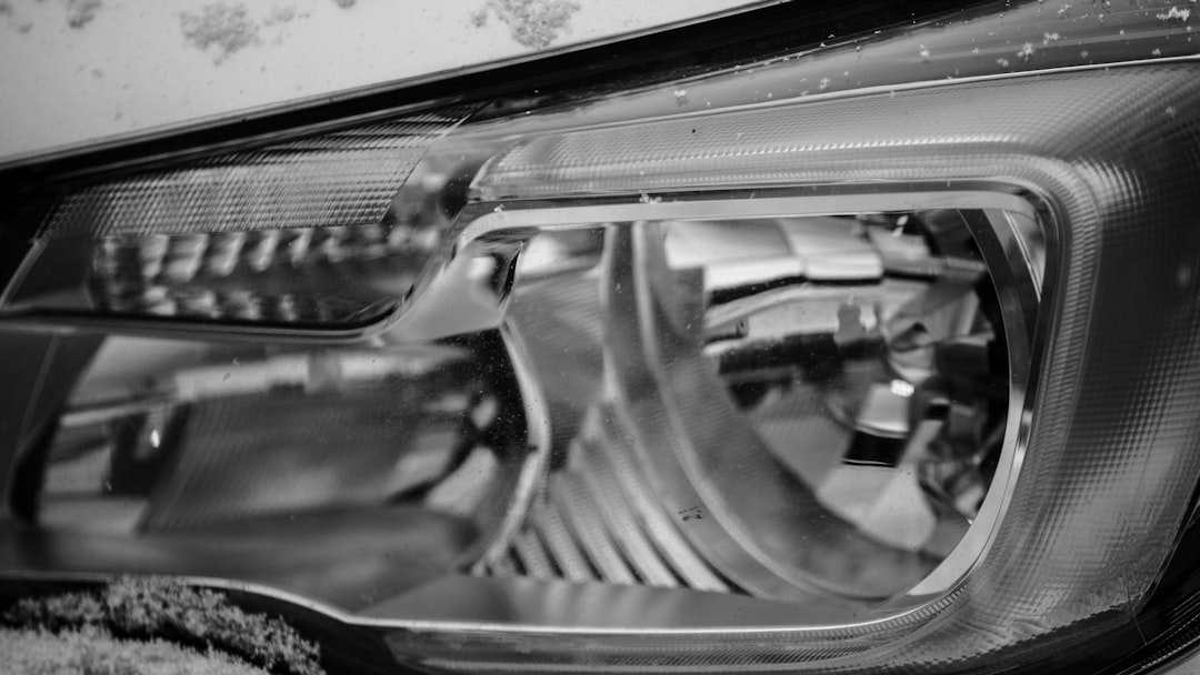 A car headlight assembly closeup