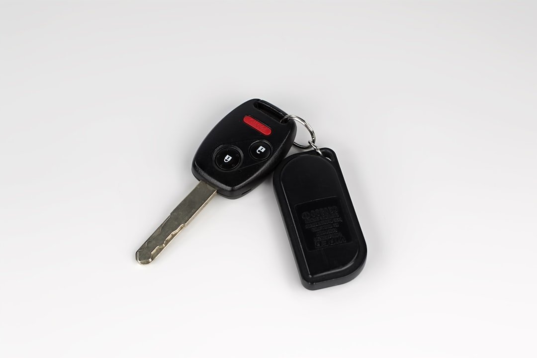 A car key on a service counter