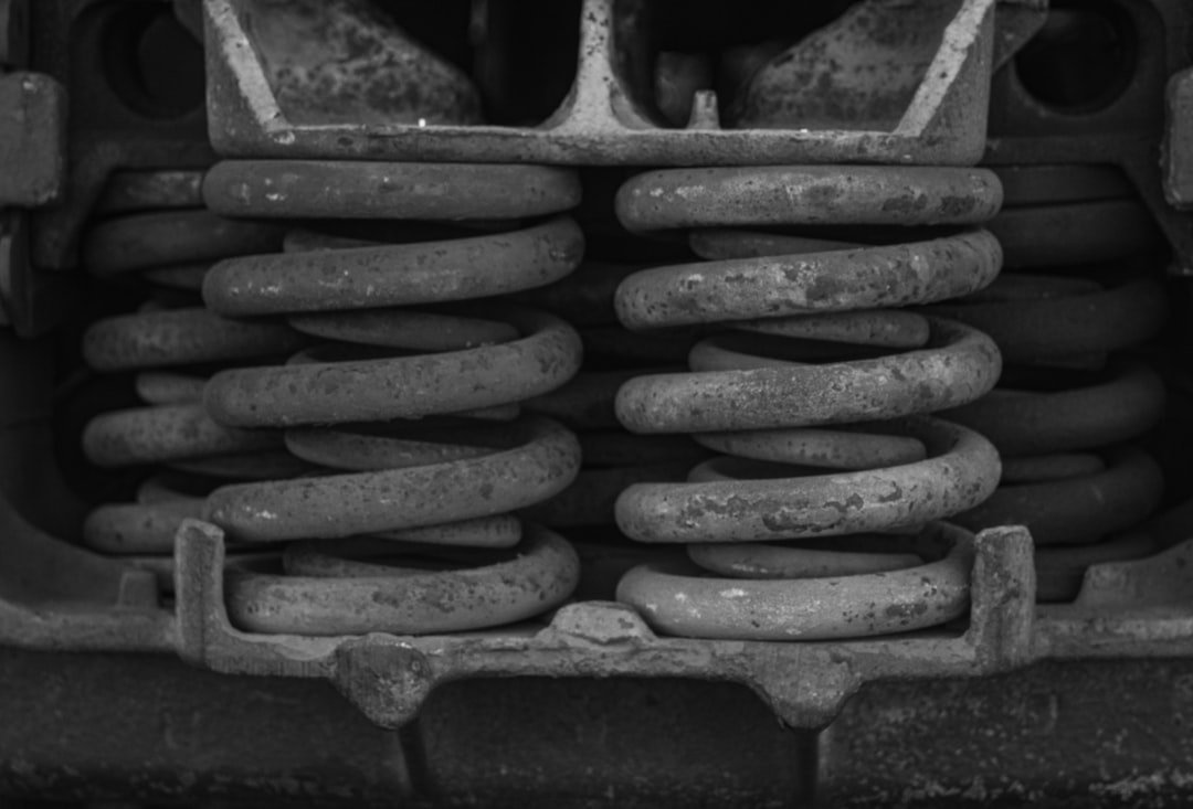 A suspension coil spring closeup