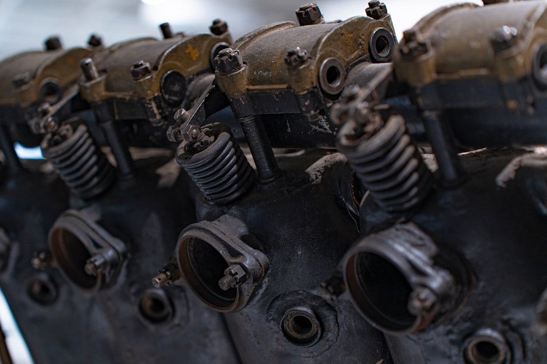 A vintage valve train closeup