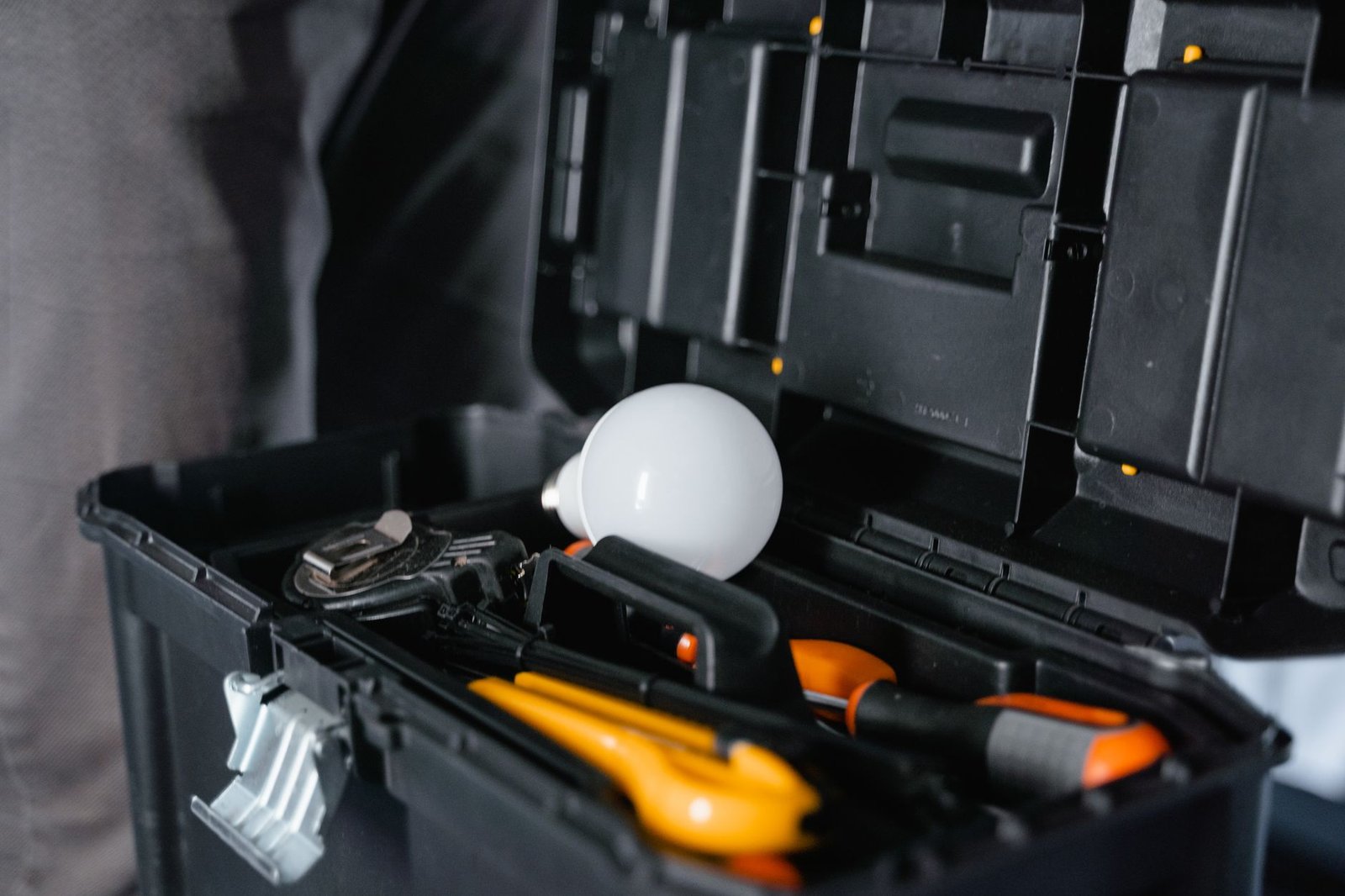 Hand tools organized in a toolbox