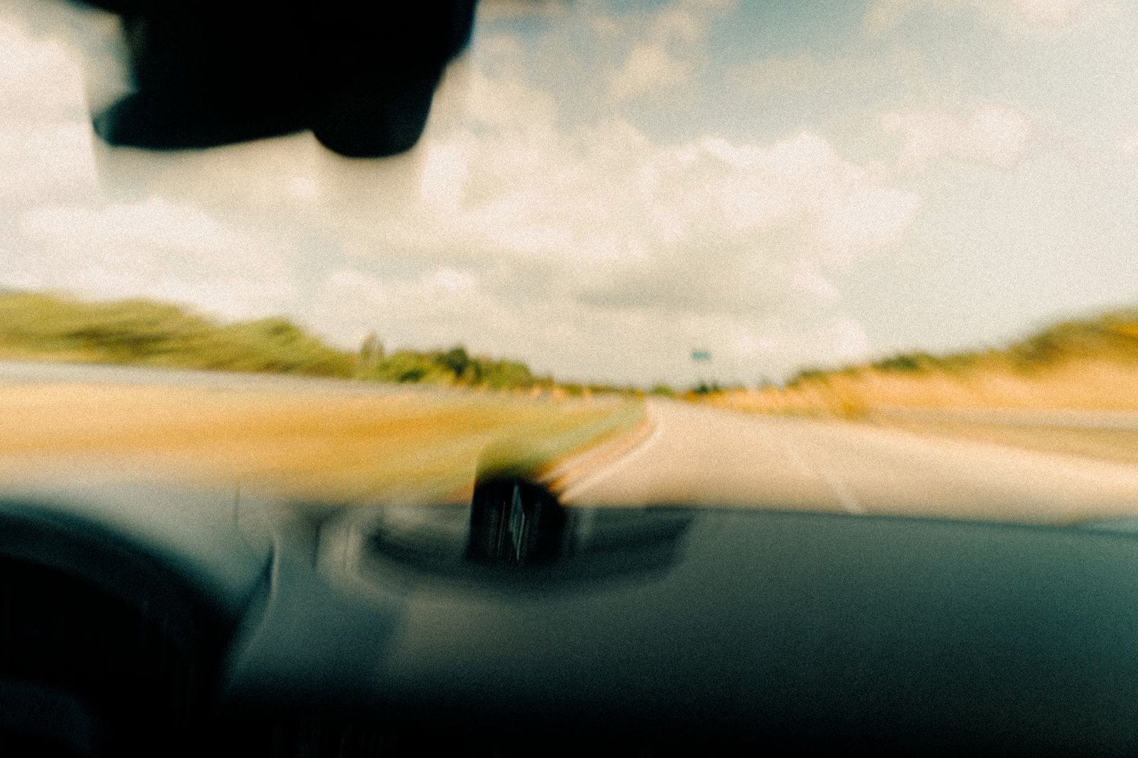 View of a highway road trip during summer heat