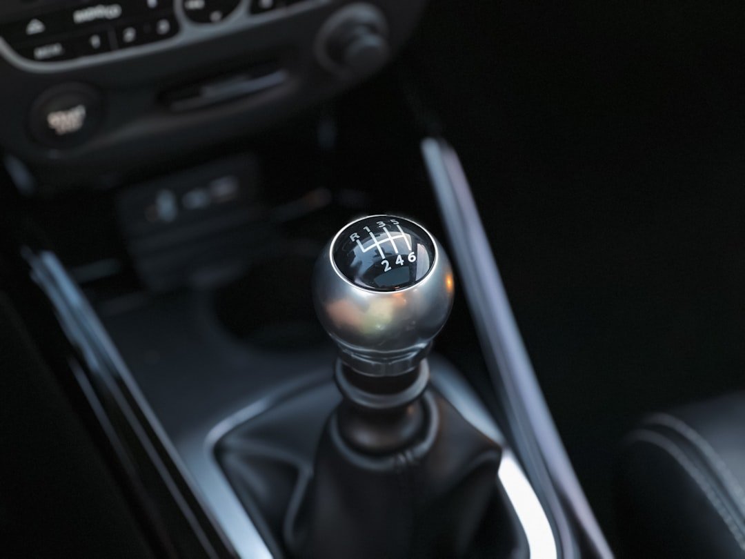 Manual transmission gear shifter inside a vehicle