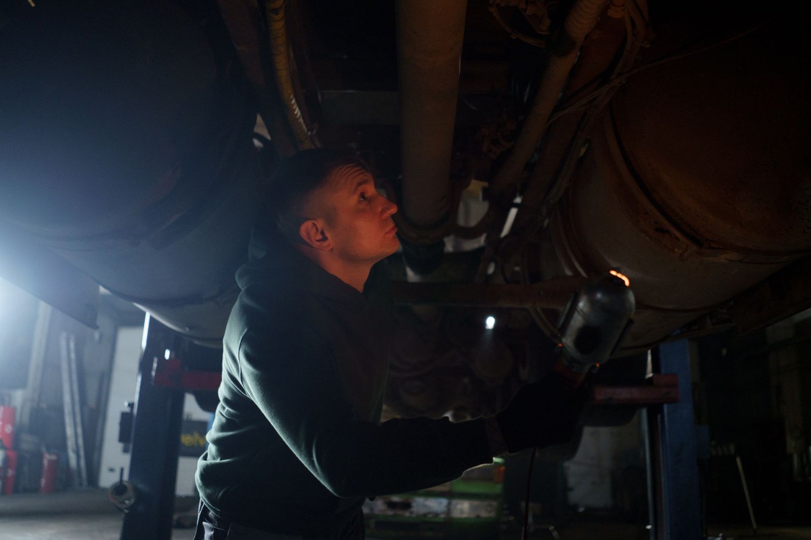 Inspecting the underside of a vehicle
