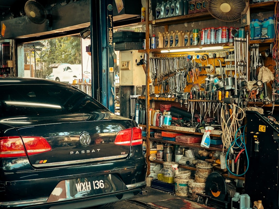 A well-stocked auto repair shop interior
