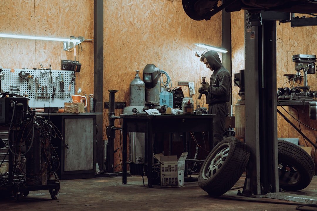 A mechanic working in a shop