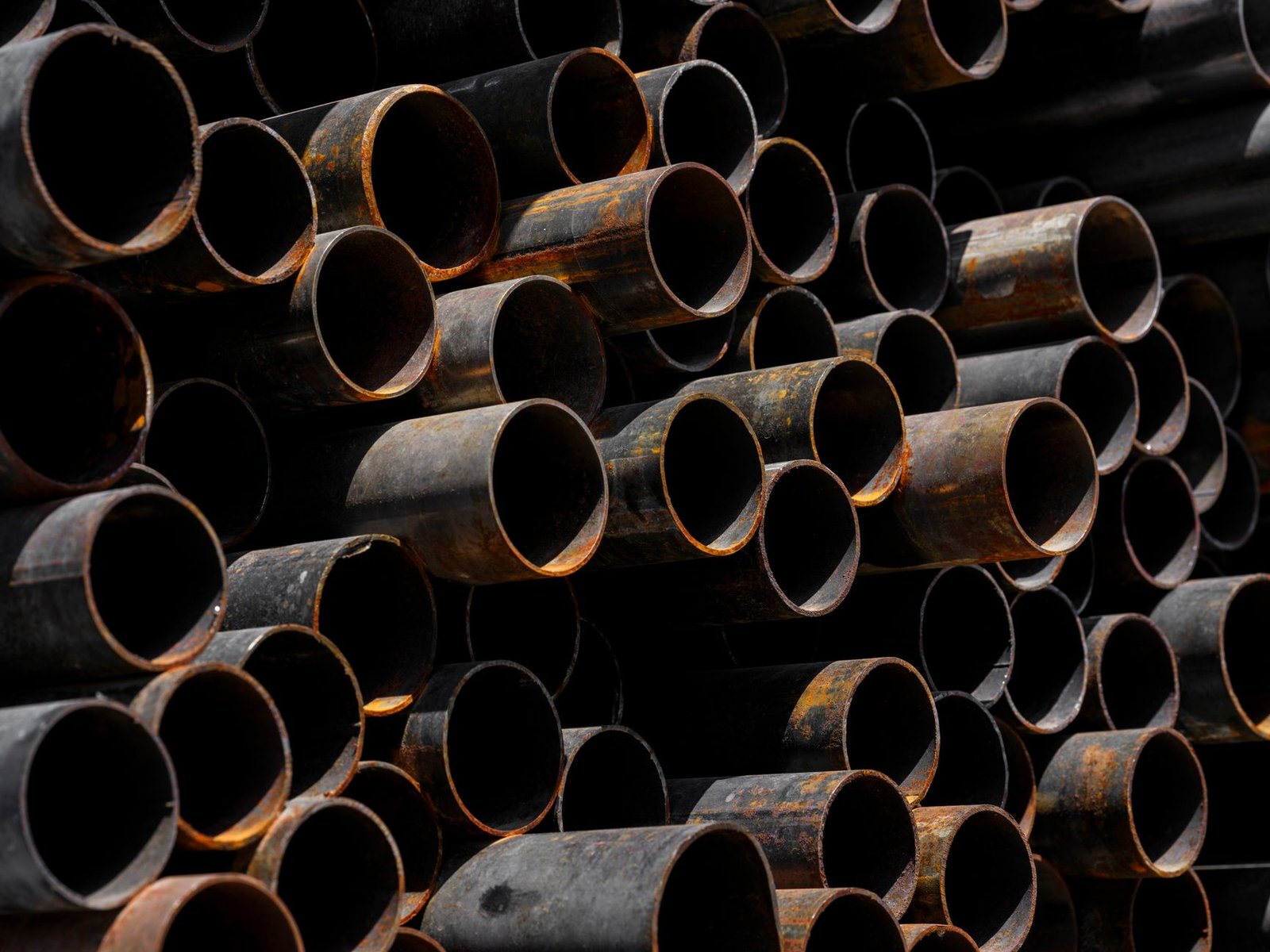 Steel pipe stock closeup