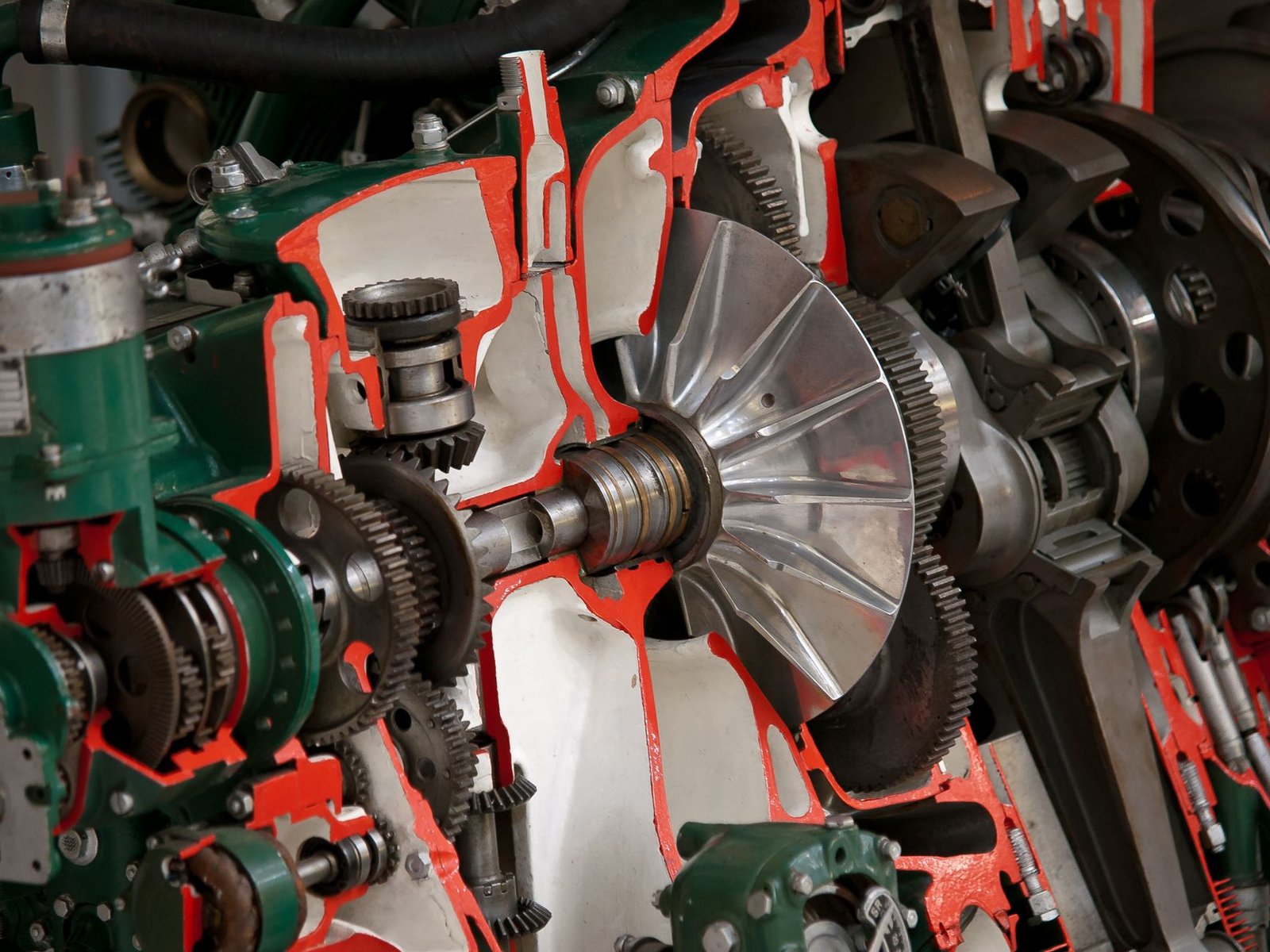 A cutaway gear assembly