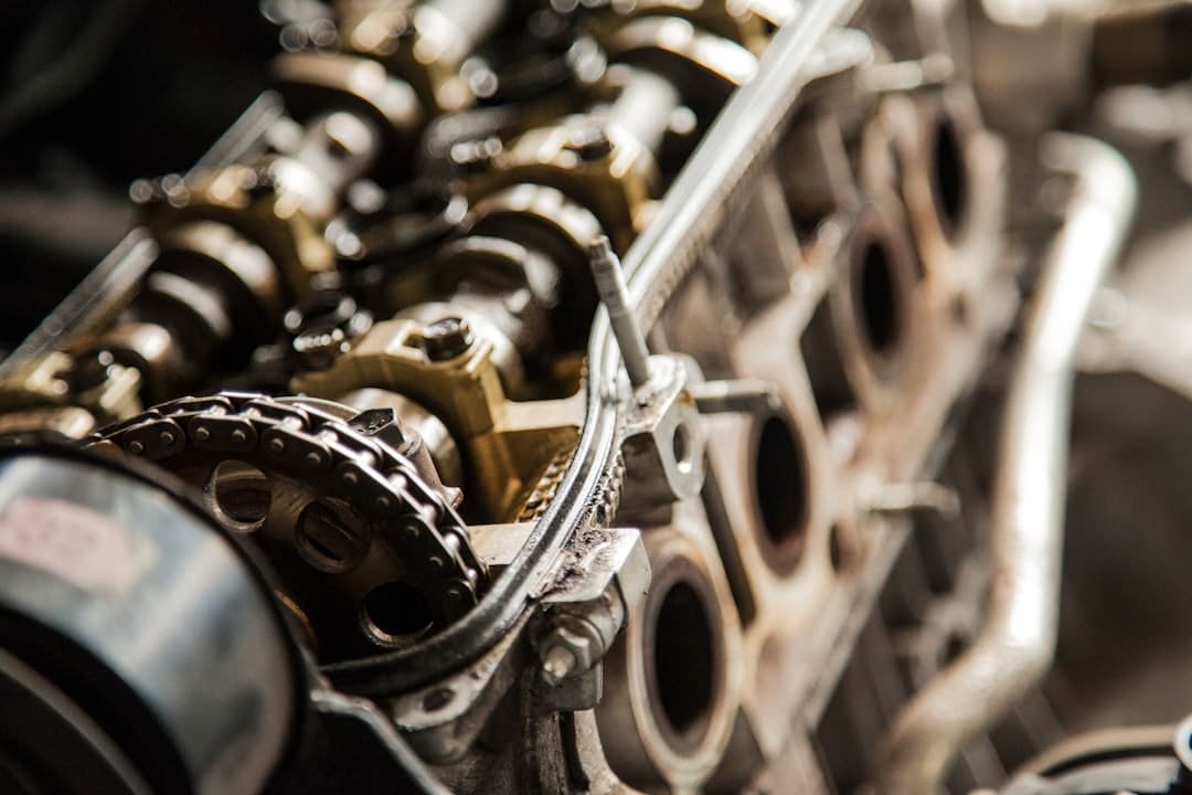 Close-up of a used engine cylinder head ready for resale
