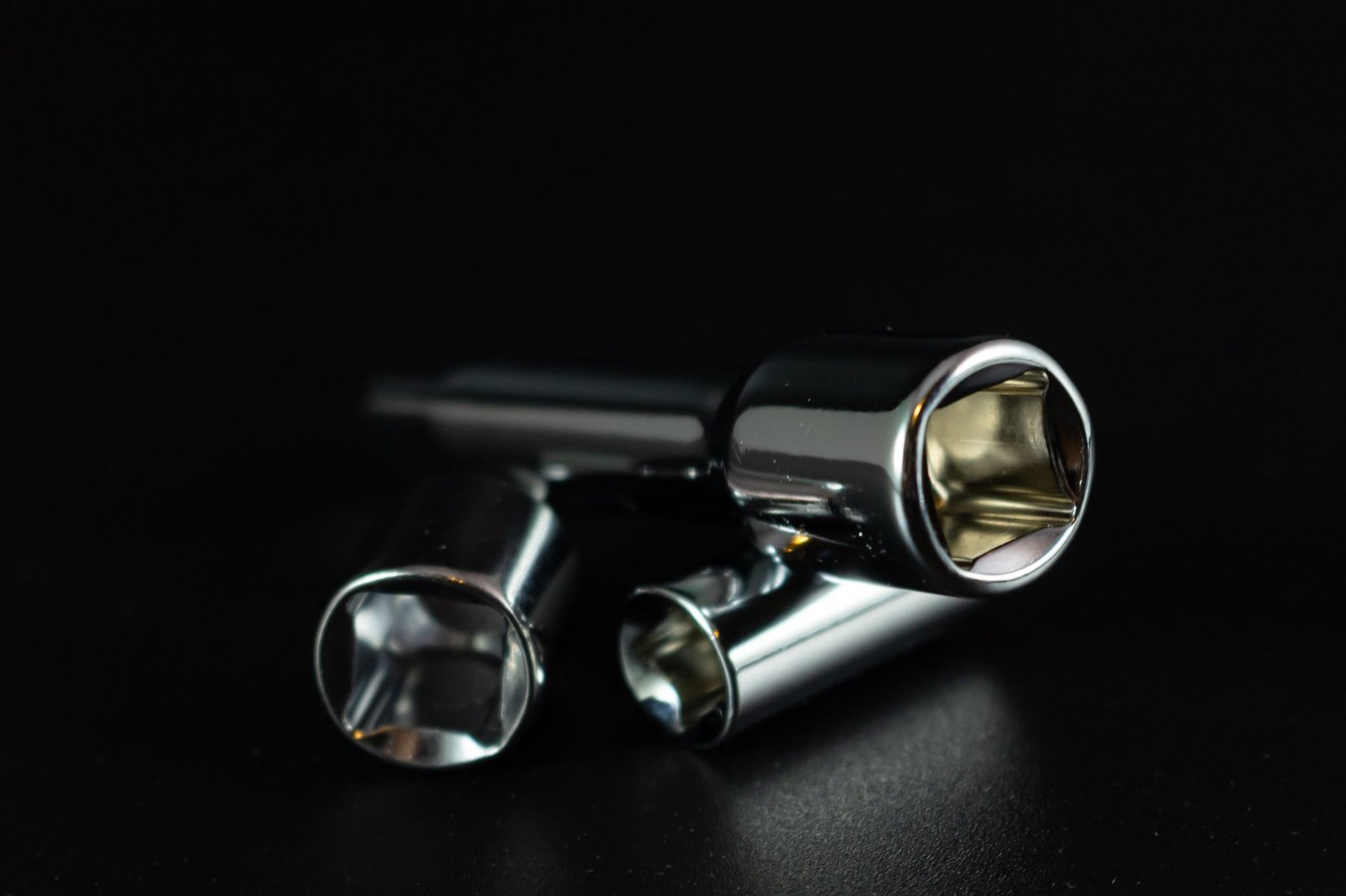 A socket wrench set closeup